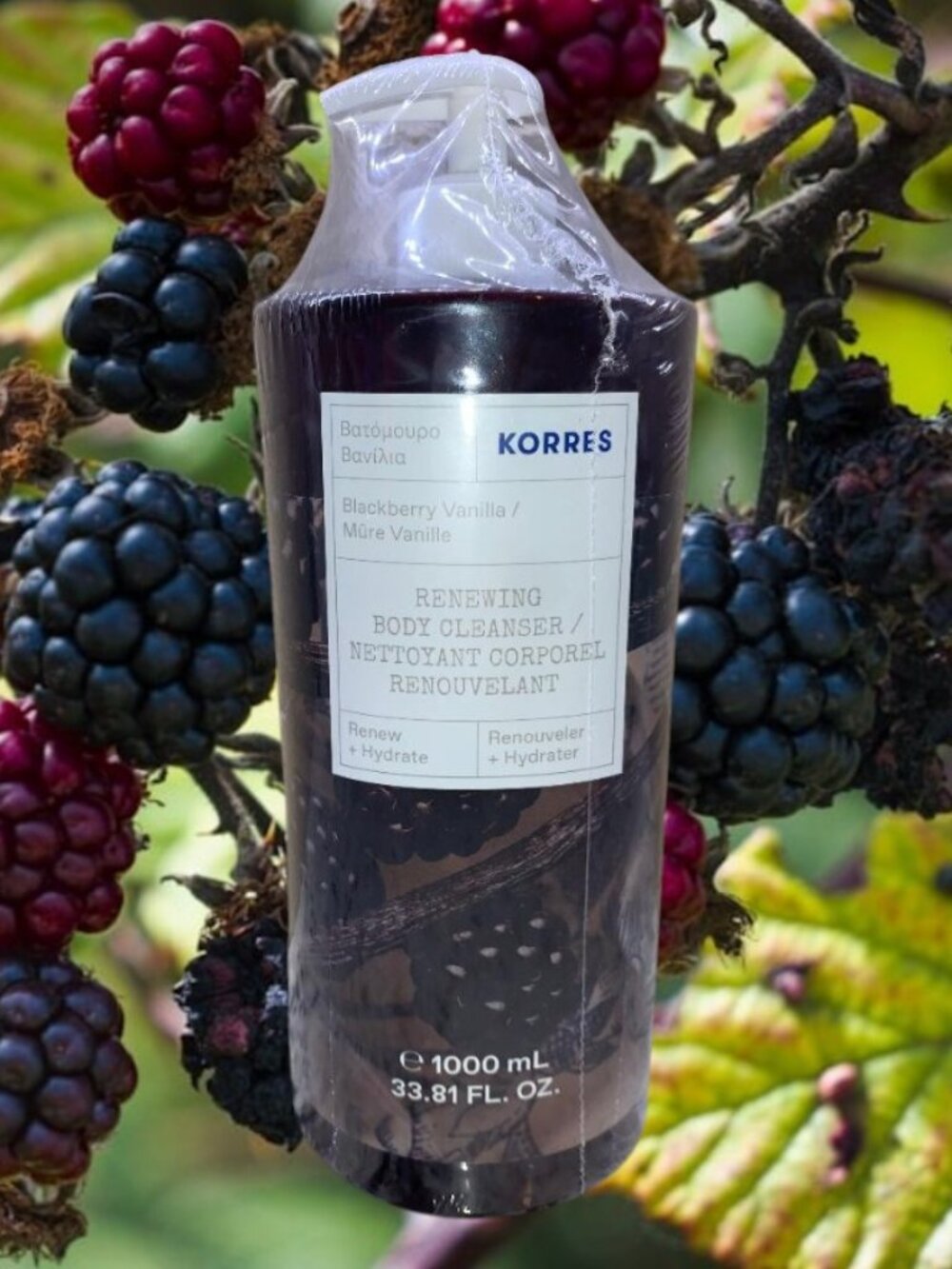 Korres Blackberry Vanilla Renewing Body Cleanser 33.8 oz. NWT